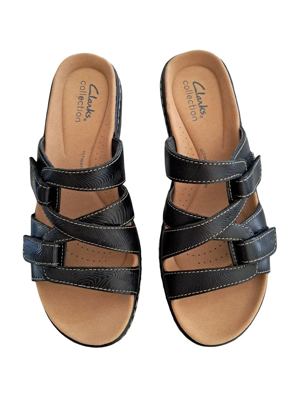 Clarks Merliah Karli Women's Black Leather Slip On Sandals Size 7 N Narrow NEW